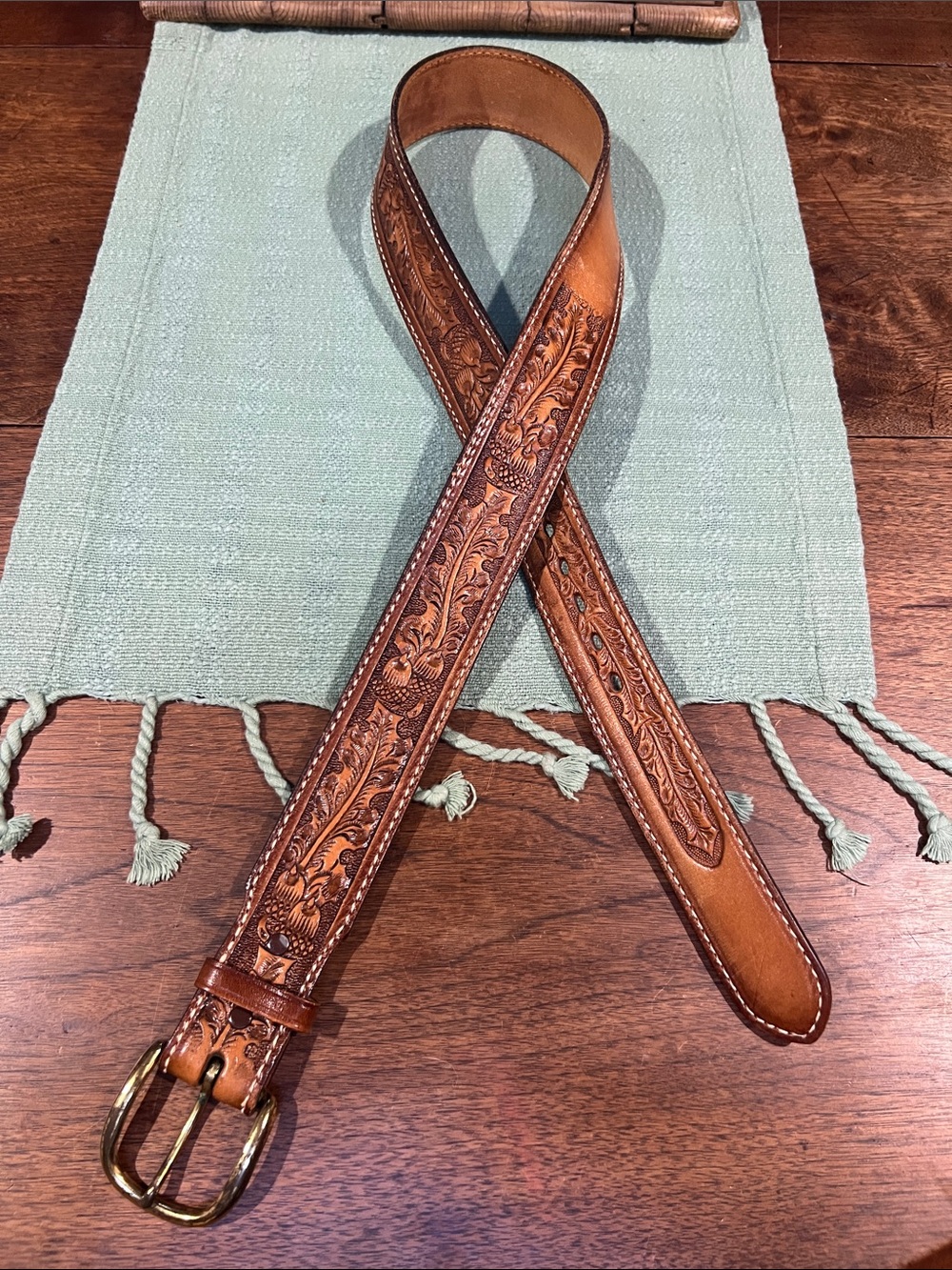 Tony Lama Hand-Tooled Leather Belt